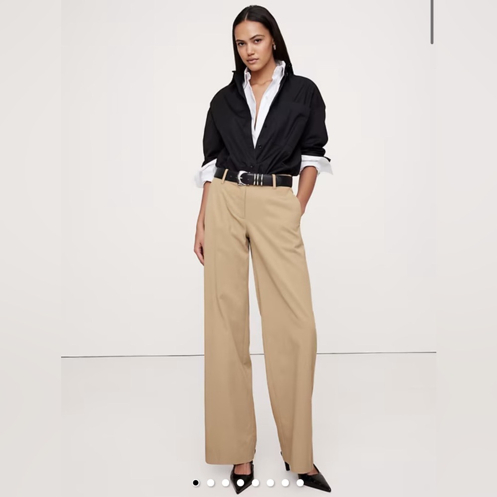 Banana Republic Tan Everyday Wide-Leg Pants size M Tall